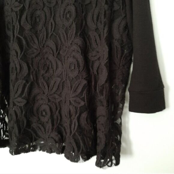 GREEN ENVELOPE Los Angeles SemiSheer Lace Back Top Black Sz M - Picture 12 of 14